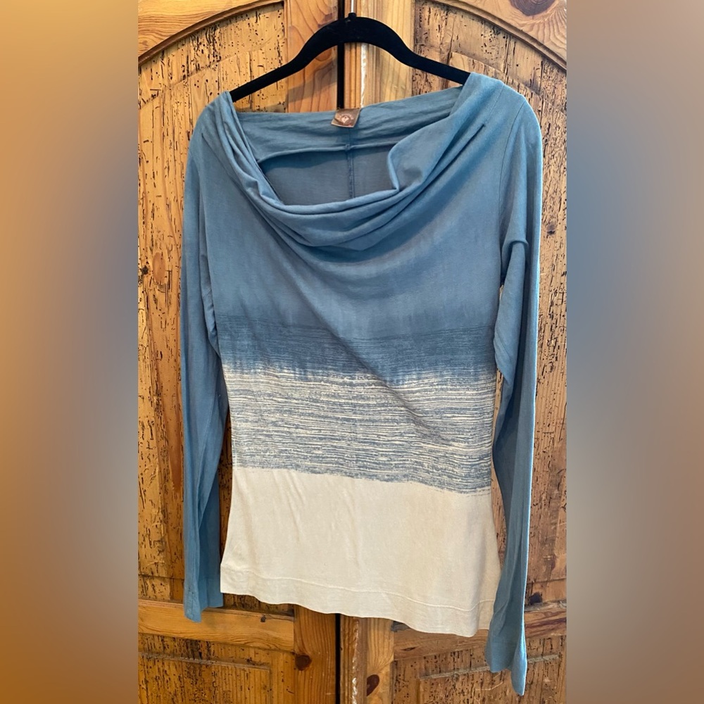 Language Blue and White Long Sleeve Top